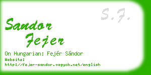 sandor fejer business card